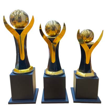 Cricket 6 pall Premium Quality Metal Trophy With Wooden Base